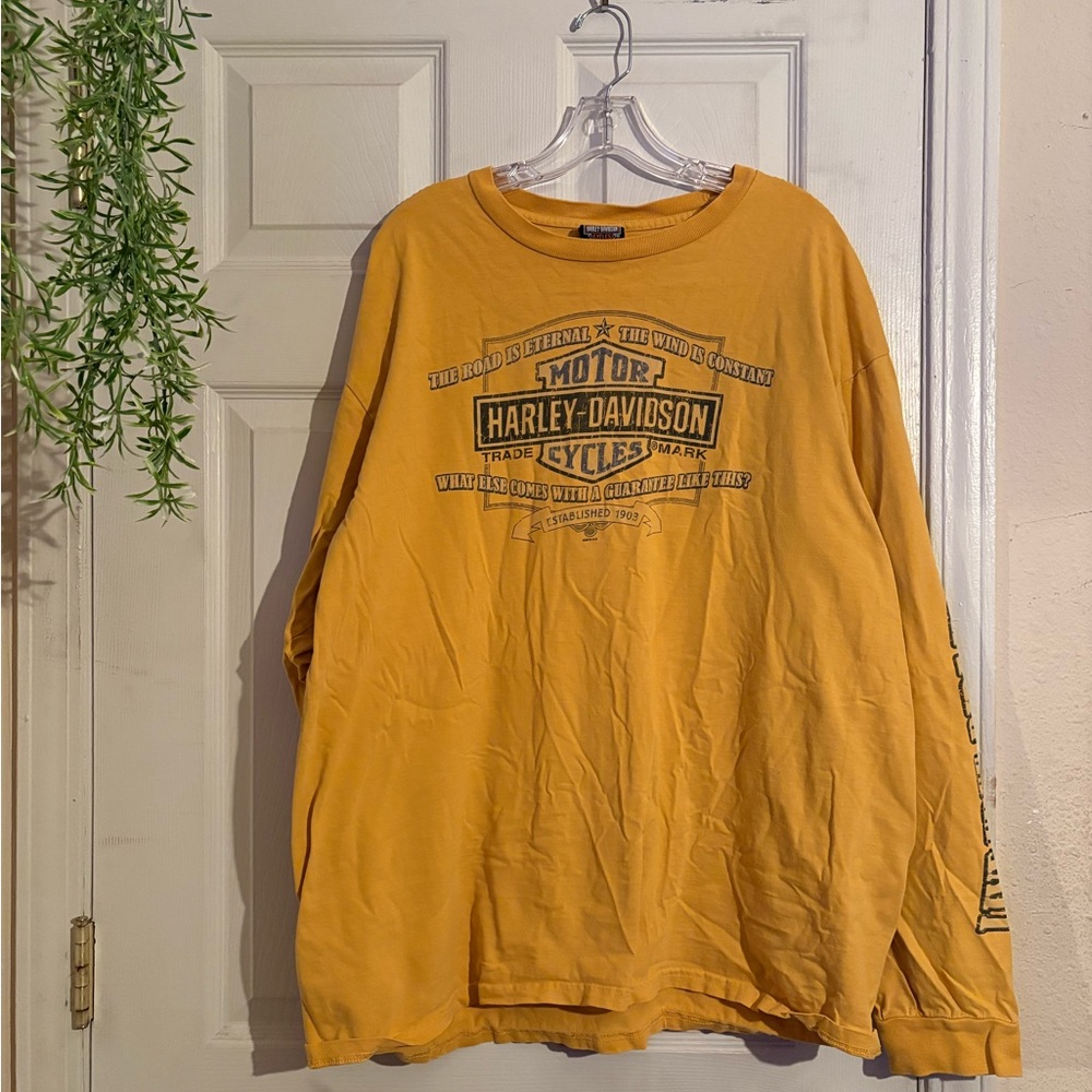 2010 Harley-Davidson Men's Yellow Long Sleeve Shirt